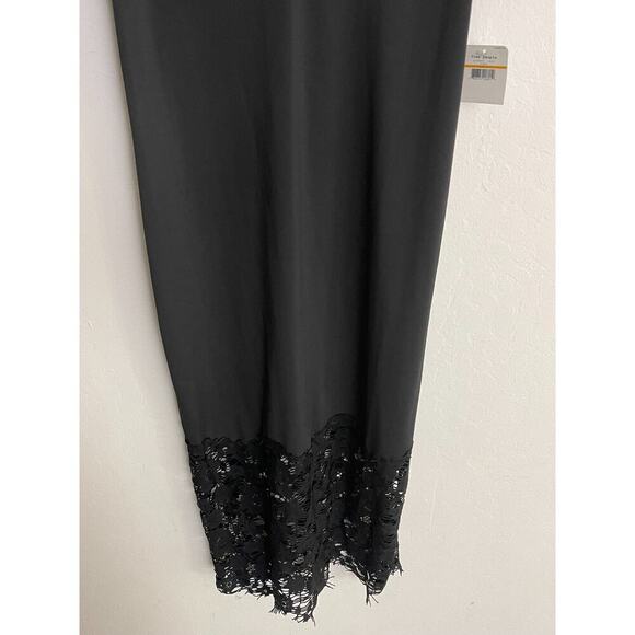 Free People Intimately S Slip Dress Black Stretch True Slinky Lace Hem NEW - Picture 5 of 9